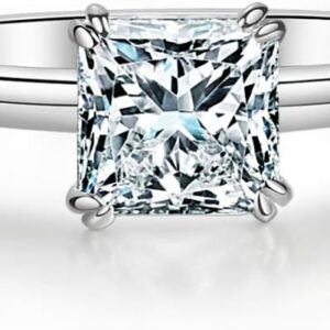 Simple Princess Cut Solitaire 18k white Engagement Ring Bridal Ring