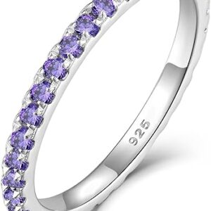 YL Stackable18k white Rings 1.5mm Birthstone Eternity Bands for Women