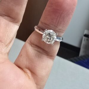 1.83 Carat G Si2 Round Diamond Ring 14k White Gold